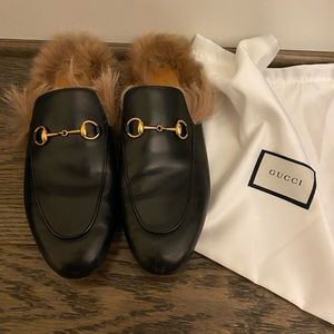 SOLD ****Gucci Princetown Fur Loafer Slides